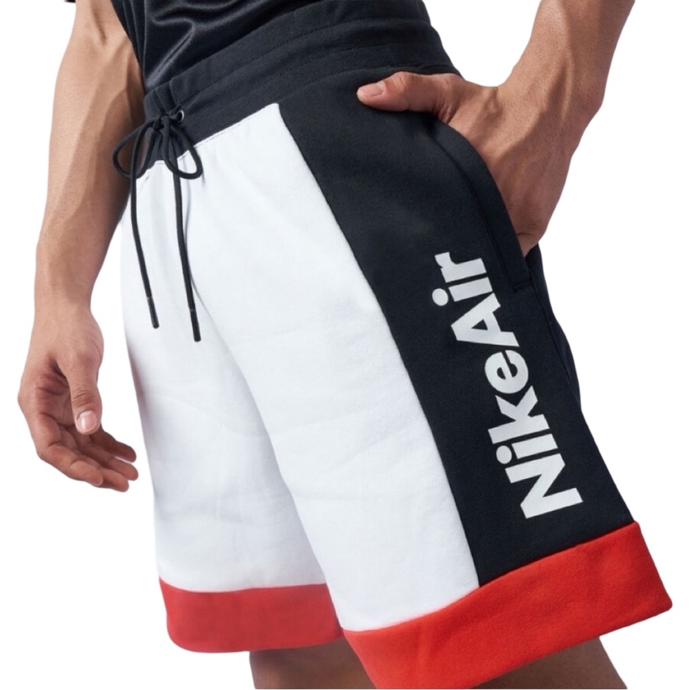 Nike Sportswear Men's White Black Air Fleece Shorts Size Small